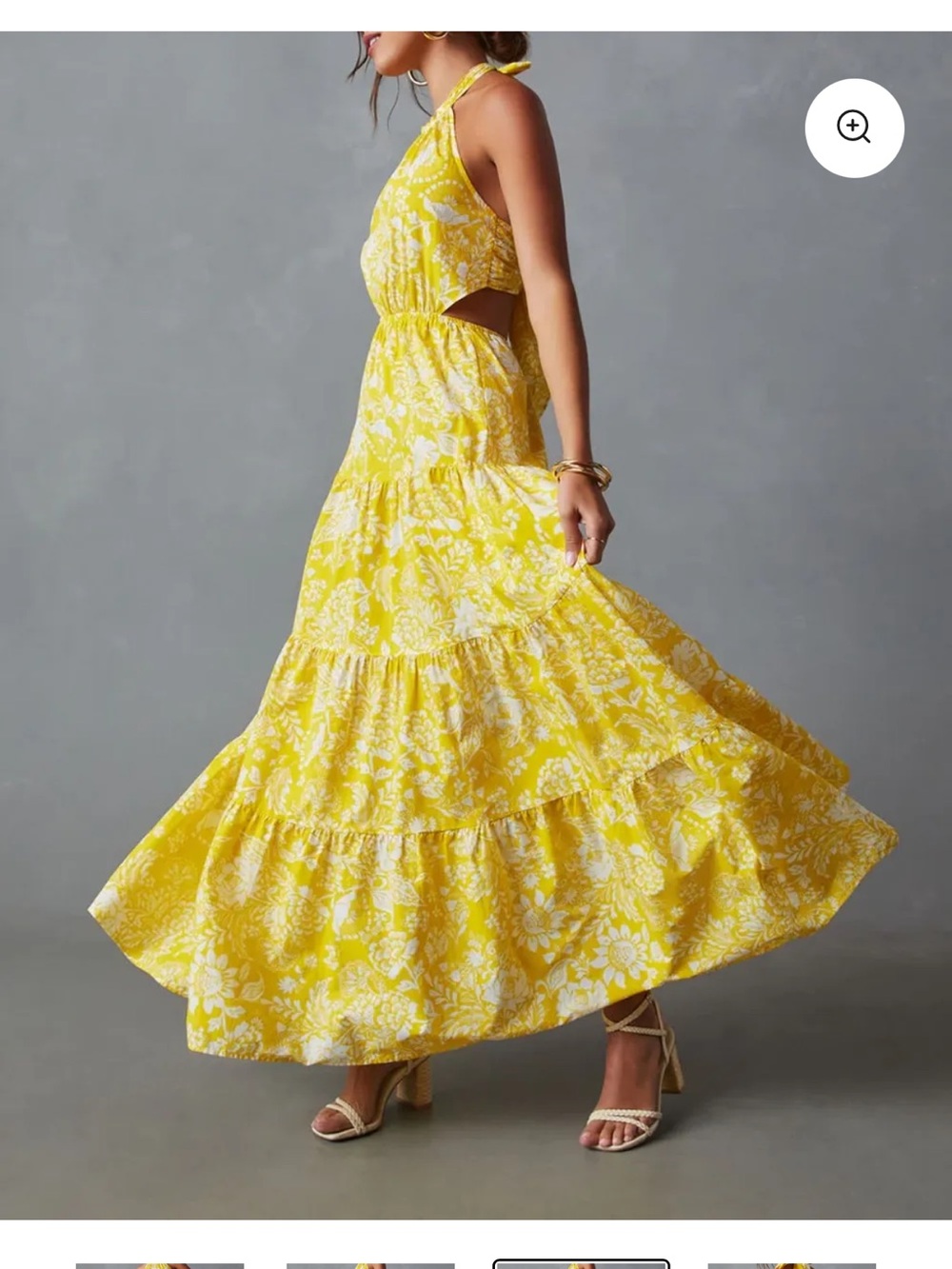 VICI Yellow Floral Halter Maxi Dress - Women's Summer Dress S - Picture 6 of 10